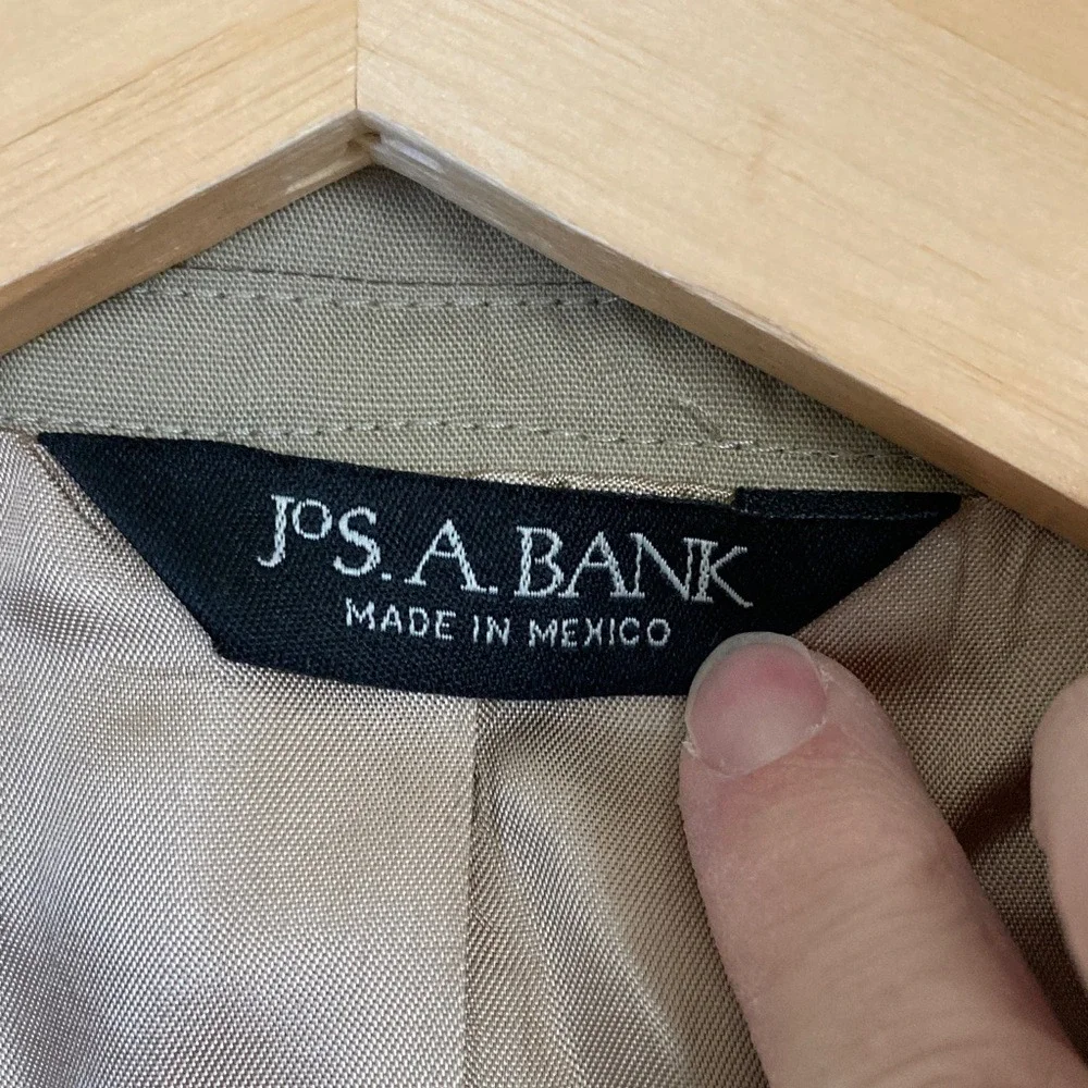 Jos A Bank Mens‎ Classic Tan Cotton Blend 2 Button Blazer Size 42R Office Career